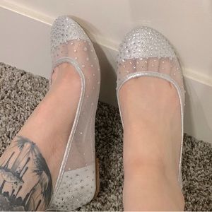 DB studio rhinestone flats David’s Bridal silver